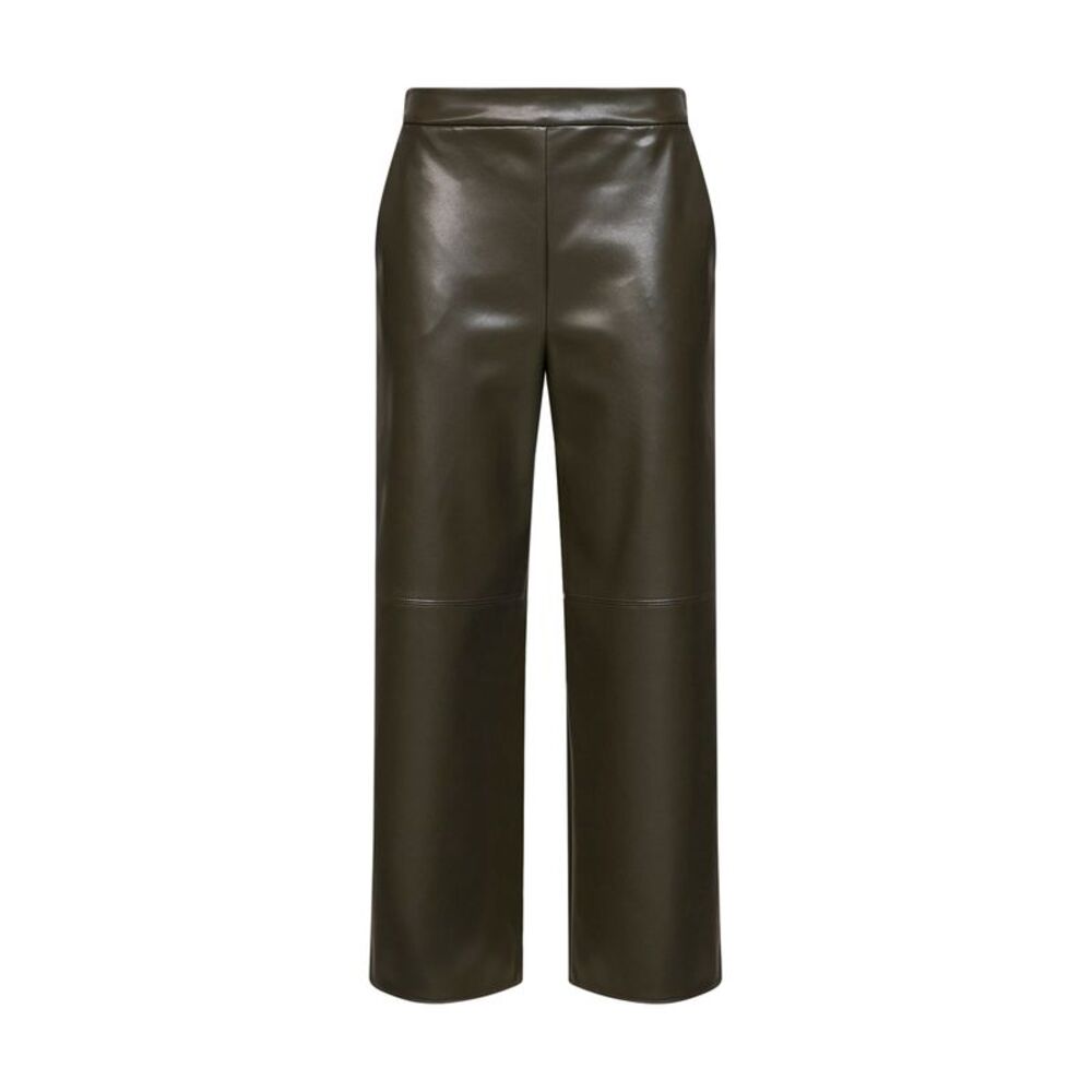 Max Mara S Women Dark Khaki Green Coated Jersey Smmamati Cropped Trousers